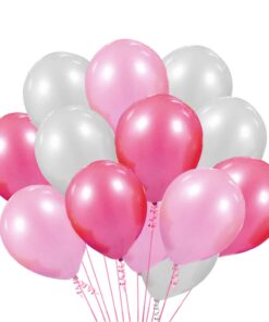 Pink White Metallic Balloons Pack - 50Pcs for Kids Girls Women Birthday, Baby Shower, Princess Decorations