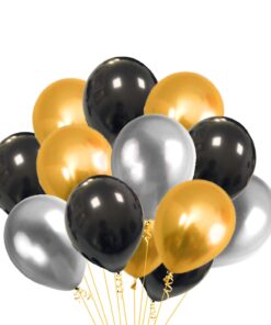 100Pcs Black, Golden and Silver Metallic Balloons For Ballons