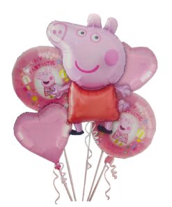 Peppa Pig Birthday Decoration Party Foil Balloon- Set of 5