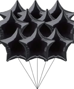 Star Black 10″ inch Foil Balloon for Birthday Party, Anniversary Pack of 10