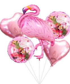 Flamingo Bird Theme Foil Balloons 5 Pcs Set for Birthday, Parties, Celebrations, Anniversary, Event Festive Decorations
