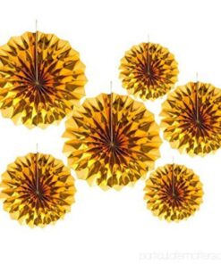 Golden Paper Fan Decoration for Birthday Decoration, Birthday Party, Wall Decoration, Hanging Decoration