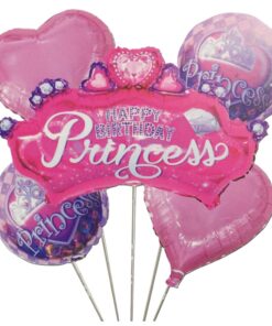 Party Decor Mall Princess Theme Foil Balloon for Birthday Parties, Celebrations and Event Decorations Set of 5