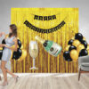51 Pcs DIY Happy Anniversary Kit - Metallic Golden & Black Balloons, Black Happy Anniversary Banner & Golden Fringe Curtain