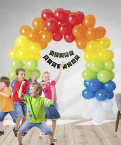 115 Pcs DIY Happy Birthday Kit - Multicolor Balloon-Black Happy Birthday Banner