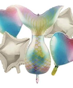 Mermaid Birthday Balloons Party Supplies or Baby Shower Balloons set of 5