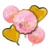 Oh Baby Pink Shower Welcome New Born Baby Decorative Foil Balloon Set of 5