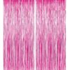 Metallic Pink Foil Fringe Curtains for Party Photo Backdrop Wedding Birthday Decor (2 Pack, Pink) – 2 X 5 ft