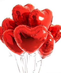 Red Heart Shape Foil Balloon 18″ inch for Anniversary, Valentine Party & Happy Birthday Party Pack of 10