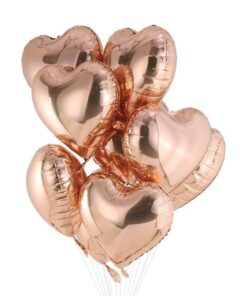 Rose Gold Heart Shape Foil Balloon 18″ inch for Anniversary, Valentine Party & Happy Birthday Party Pack of 10