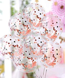 Rose Gold Confetti Balloon Set-10Pcs 12″ Balloons for Marriage Birthday Baby Shower Party Decoration Items, Girls, Boys Husband & Wife Decoration