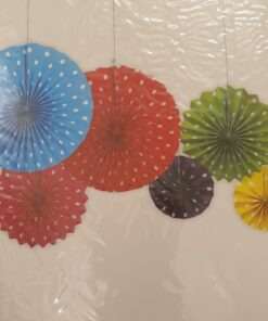 Paper Fan Mix Color Polkadot Decoration for Birthday Decoration, Birthday Party, Wall Decoration, Hanging Decoration
