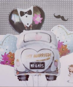Just Married Foil Balloon Couple, Car Decoration and Wedding Room Decoration