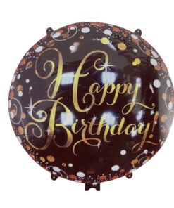 Happy Birthday Round Foil Balloons Black for Decoration, 18 Inches