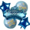 Prince Happy Birthday Foil Balloon Birthday Celebration Balloons, Birthday Theme Decoration Foil Balloon - 5 Pcs