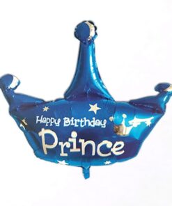Happy Birthday Prince Crown Foil Balloon (Blue)
