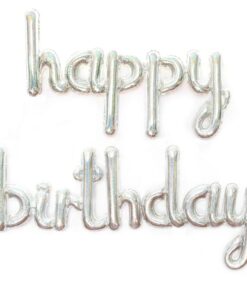 Happy Birthday Cursive Silver Foil Balloon Party Decoration