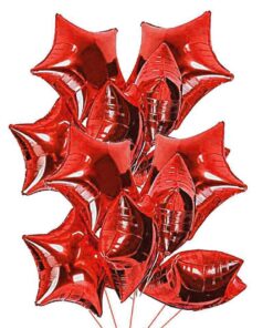 Star Red 10″ inch Foil Balloon for Happy Birthday Party Decoration, Anniversary Party & Valentine Day Pack of 10