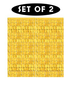 Gold Foil Sequin Curtains For Birthday Decoration Foil Curtain, Anniversary Decoration Items For Home, Bachelorette, Bridal Shower (Set of 2)