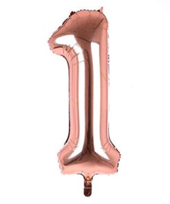 32 Inches Number Foil Balloon, Rose Gold Color, Number 1