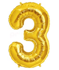 32 Inches Number Foil Balloon, Gold Color, Number 3