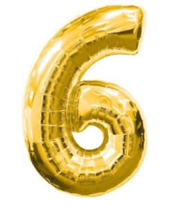 32 Inches Number Foil Balloon, Gold Color, Number 6