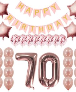 Rose Gold 70Th Birthday Decorations Party Supplies Gifts For Women - Create Unique Events With Happy Birthday Banner, 70 Number And Confetti Balloons