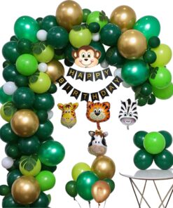 Jungle Theme Happy Birthday Party Decoration Combo,Jungle/Safari Themes Party Favors for Kids/1st Birthday Decoration (94 pcs)