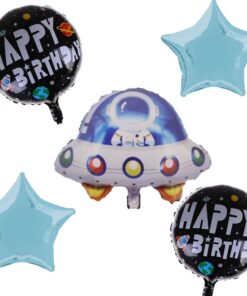 Spaceship Theme Birthday Balloons Kids Decoration, Set of 5 Spaceship Theme Happy Bday Party Decor for Girls & Boys Spaceship (set of 5 )