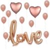 Love Shape Letter Foil Balloon and Rose Gold Metallic Balloons for Birthday Wedding Valentine’s Day Engagement Party Decorations (15 piece)