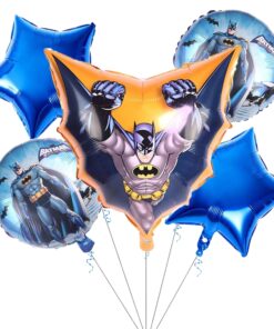 Bat Superhero Printed Theme Birthday Decoration foil Balloon ( Set of 5 ) Blue