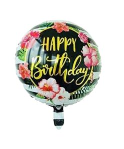 Printed Round Shape Flower Happy Birthday Foil Balloon