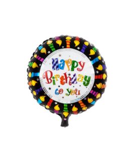 Printed Round Shape Candle Happy Birthday Foil Balloon