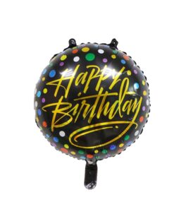 Printed Round Shape Golden Happy Birthday Foil Balloon