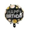 Printed Round Shape Golden Spot Happy Birthday Foil Balloon