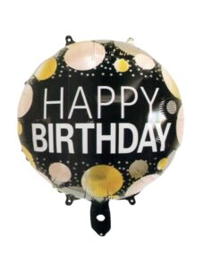 Printed Round Shape Golden Spot Happy Birthday Foil Balloon