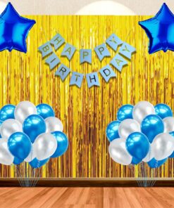 Party Decor Mall – 26PCS Happy Birthday Blue & White  Balloon Decor Kit