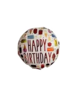 Printed Round Shape Ice Cream Happy Birthday Foil Balloon