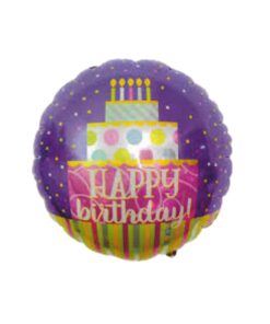 Party Decor Mall – Printed Round Shape Cake Blue Happy Birthday Foil Balloon