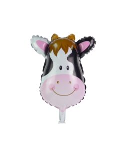 Animal Face Shaped Foil Balloon for Kids Birthday Party, Animal Theme, Zoo Party Decoration- Pack of 1 (Cow)