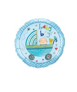 Party Decor Mall – Printed Round Shape Baby Boy Blue Foil Balloon