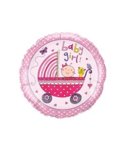 Party Decor Mall – Printed Round Shape Baby Girl Pink Foil Balloon