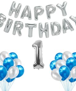 65 Pieces Blue & White, Happy Birthday Kit