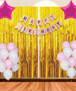 Party Decor Mall – 26PCS Happy Birthday Pink & White Balloon Decor Kit