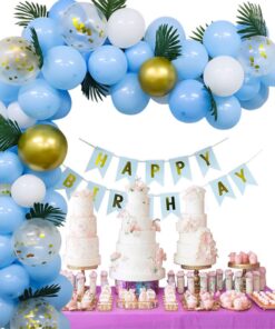 53PCS - Blue, Golden & White Balloon Birthday Decor Kit for Girls.
