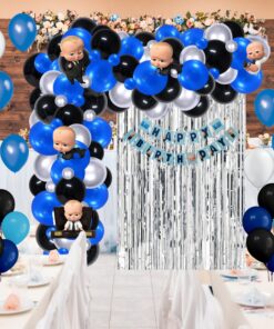 Boss Baby Theme Decorations Combo Set 82Pcs for Boys Birthday Decorations Items Set