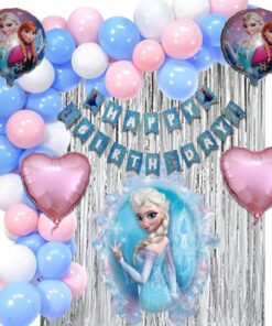 Frozen Theme Birthday Decoration for Girls 56 Pcs – Princess Elsa Birthday Party Decorations – Frozen Birthday Decorations for Girls