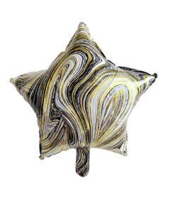Black Marble Star 18″ inch Foil Balloon for Happy Birthday Party, Anniversary & Valentine Day