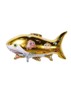 Gold Giant Shark Shaped Foil Balloons Fish Shaped Aqua Foil Balloon