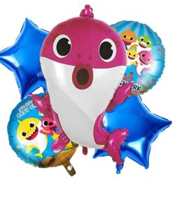 Baby Shark Birthday Decoration for Kids Girls Boys, Baby Shark Foil Balloon (set of 5)